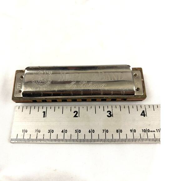 Vintage M. Hohner Marine Band Harmonica Double Reed Diatonic with Case - Picture 6 of 16